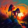 120 Pieces Oil Landscape Puzzles for Adults - Sunset Mushroom - Comes with A Poster - Do It Yourself Jigsaw Puzzle - Unwind from Daily Life, for Wall Decor view 1