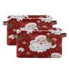 xigua Christmas Decoration Storage Basket Santa Collapsible Storage Bins Waterproof Canvas Storage Basket with Leather Handles for Home Closets Offices,Bedrooms,Gift Baskets,1PCS view 2