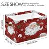 xigua Christmas Decoration Storage Basket Santa Collapsible Storage Bins Waterproof Canvas Storage Basket with Leather Handles for Home Closets Offices,Bedrooms,Gift Baskets,1PCS view 4