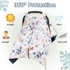 Baby Car Seat Cover for Boy, Minky Warm Winter Car Seat Covers for Babies, Peekaboo Opening Infant Car Seat Cover, Nursing Cover Carseat Canopy, Cute Dinosaur view 2