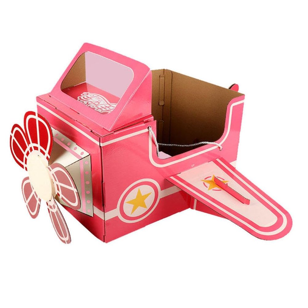 BESTOYARD Wearable Cardboard Airplane Toys Kids Cardboard Airplane Costume Wearable Aircraft Plane Toy Toddler Airplane Costume Cardboard Making Toy for Playtime Pink