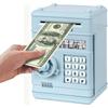 Adevena Electronic Piggy Bank, Mini ATM Password Money Bank Cash Coins Saving Box for Kids, Cartoon Safe Bank Box Perfect Toy Gifts for Boys Girls (Light Blue) view 1