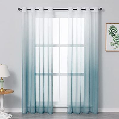 Iuokuby Beautiful Sheer Curtains Home Decoration Kids Baby Window Treatments Ombre Living Kids Baby Room Bedroom(1 Panel, W 52 x L 95 inch, Navy)