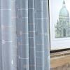 HooHero Blue Modern 52 Wide Bedroom Sheer Curtains Living Room Voile Plaid Printed Semi Gauze view 2