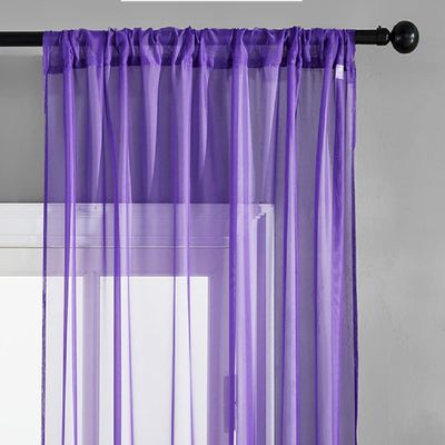 Iuokuby Beautiful Sheer Curtains Home Decoration Kids Baby Window Treatments Solid Colors Living Kids Baby Room Bedroom(1 Panel, W 52 x L 63 inch, Light Purple)
