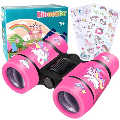 Binoculars for Kids with Unicorn Stickers Girls Gifts for Age 3, 4, 5, 6, 7, 8, 9 + Years Old Boys Girls, Kids Binoculars Outdoor Toys for Sports and Outside Play, Bird Watching (Unicorn)