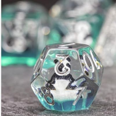 Sage's Portal Creature Familiars Resin DND Dice Set Polyhedral Dice Set for Dungeons and Dragons RPG Pathfinder Tabletop TTRPG (Panda)