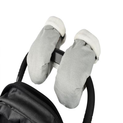 BEABA Waterproof Fleece Lined Universal Stroller Gloves, Hand Warmer Muff, Anti-Freeze Stroller Mittens for Handlebars, Baby Winter Essentials, Grey