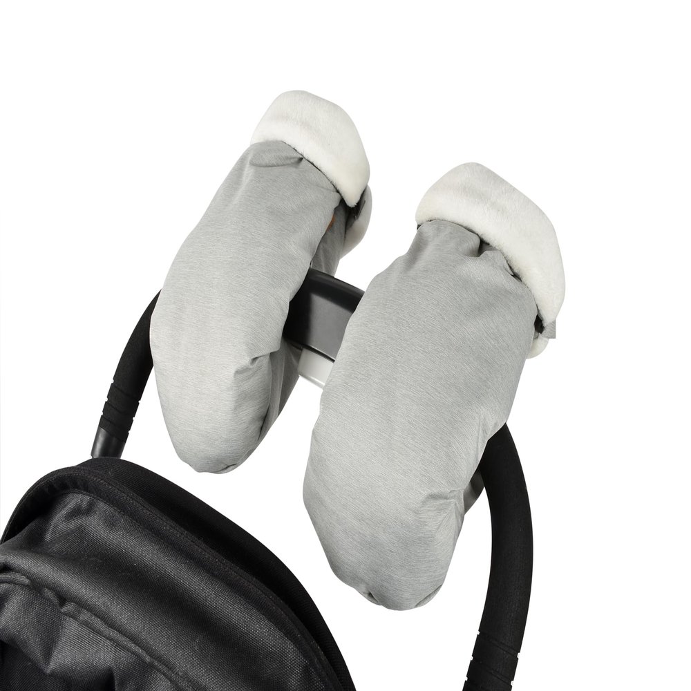 BEABA Waterproof Fleece Lined Universal Stroller Gloves, Hand Warmer Muff, Anti-Freeze Stroller Mittens for Handlebars, Baby Winter Essentials, Grey
