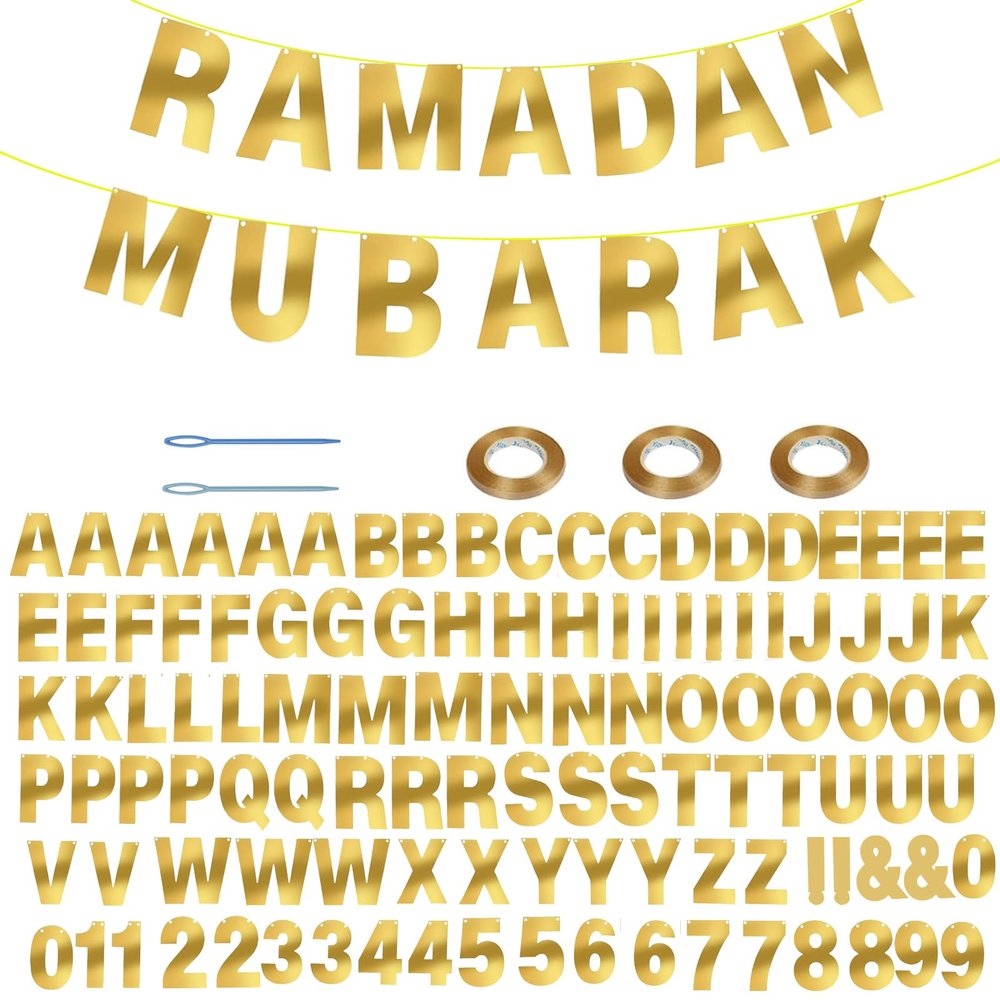 116 Pcs DIY Glitter Customizable Kit - Custom Including 111 Letters and Numbers, 3 Rope and 2 Threading Device for Personalized Decor - Women's Day Birthday Banner (Bright Gold)