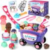 Kasfalci Ice Cream Cart Toy, Ice Cream Shop Playset for Kids, Grocery Store Pretend Play Food Toys, Shopping Cart for Toddlers, Scoop and Serve Counter, Educational toys for 3 4 5 6 Years Old Girl Boy view 1