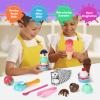 Kasfalci Ice Cream Cart Toy, Ice Cream Shop Playset for Kids, Grocery Store Pretend Play Food Toys, Shopping Cart for Toddlers, Scoop and Serve Counter, Educational toys for 3 4 5 6 Years Old Girl Boy view 4