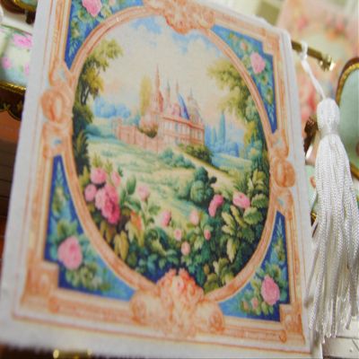 1:12 Stunning Miniature French Aubusson Tapestry Roses Floral Frame Castle