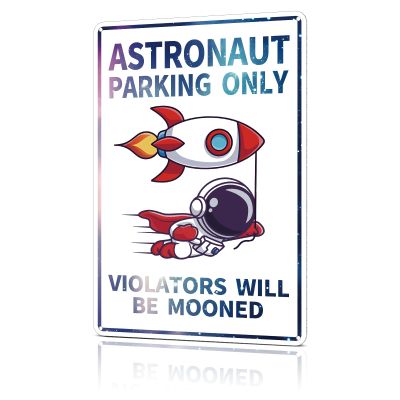 Azppan Boys Room Decor Astronaut Parking Only Sign Outer Space Themed Kids Bedroom Wall Decorations Nursery Poster Signs Birthday Gifts for Little Man Cave 12X8 Inches