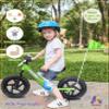 KRIDDO Pro Toddler Balance Bike 2+ Year Old with Hand Brake and Kickstand, 12 Inch Push Bicycle, Gift Bike for 2-5 Boys Girls, Green view 2