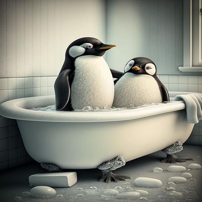1000 Piece Bathing Penguin Wooden Jigsaw Puzzle, Challenging and Fun Activity - Interesting and Warm Art Adult Puzzles - Modern Home Decor Ideal Gift