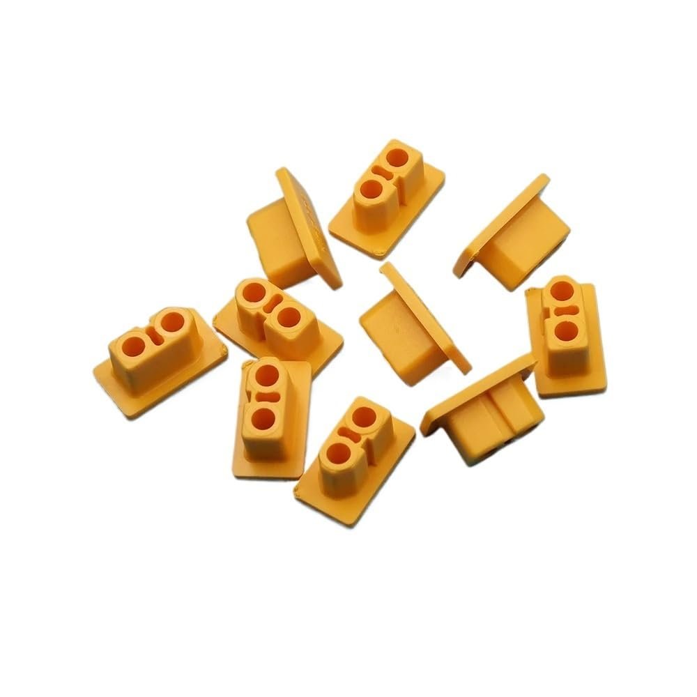 BrewJa 10pcs XT60 XT60H Male Female Plug Dust Cap PVC Protective Cover Anti-Dirt Cap Protector Shell for RC Aircraft Drone (Color : XT60 Yellow-Male)