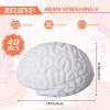 Kasyat 40 Pcs Brain Stress Ball 1.6" White Mini Brain Shaped Stress Ball Bulk Halloween Party PU Hand Muscle Exercise Pressure Prop for Adult Improving Grip Strength Object Recognition Prop Mold view 2