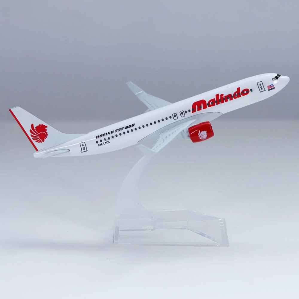 yuanpulalala 1/246 Boeing 16cm Aircraft Model B737 MALINDO Air Metal die-Casting Static Collection and Display Gift
