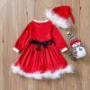 Baby Girls Christmas Dress Velvet Santa Claus Romper Dress Long Sleeve Plush Xmas Princess Party Cosplay Costume Dress (B-Red, 6-12 Months) view 3