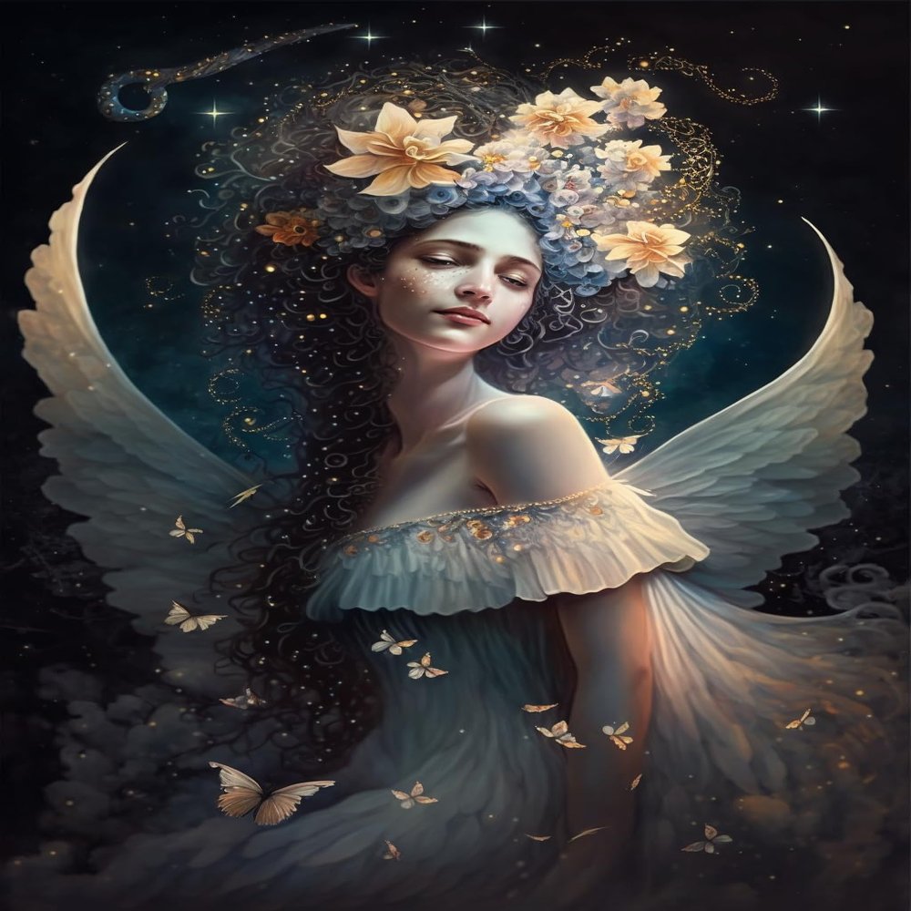 1000 Piece Puzzles for Adults, Flower Angel Home Safe Wooden DIY Puzzle - Fun, Challenging Brain Teaser - Suitable for All Beginners - for Room Wall Decoration