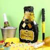 Capoda Happy New Year Champagne Piata Set 16 x 8.3 x 3 Inches Champagne Bottle Black and Gold Piata with Tassel Stick Blindfold Confetti for 2026 New Years Eve Party Games Supplies Decorations view 3