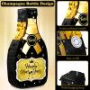 Capoda Happy New Year Champagne Piata Set 16 x 8.3 x 3 Inches Champagne Bottle Black and Gold Piata with Tassel Stick Blindfold Confetti for 2026 New Years Eve Party Games Supplies Decorations view 4