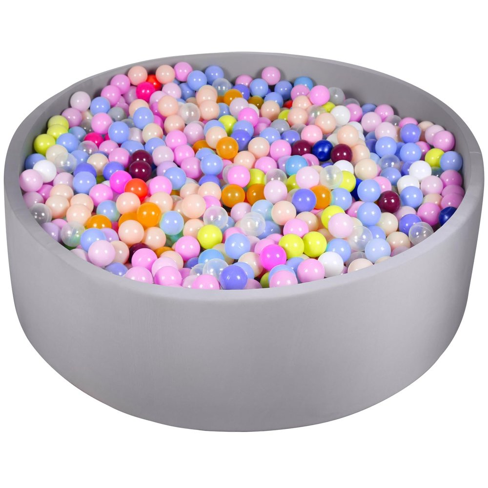 FUBOTRAD Ball Pit for Balls 47.2" x 13.7" Round Foam Ball Pits for Kids Toddlers Soft Play Equipment - Balls NOT Included (Light Gray)