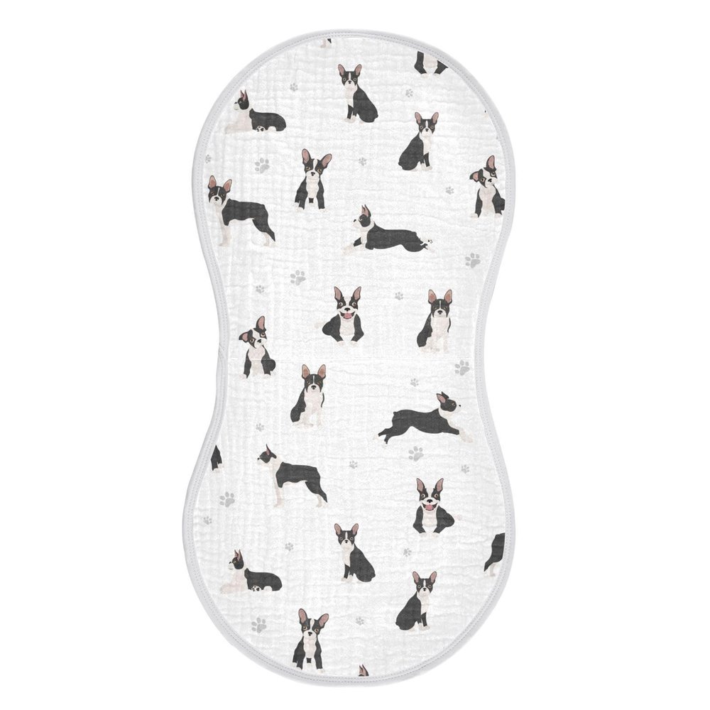 vvfelixl Baby Burp Cloths Boston Terrier Dog Baby Newborn Cotton Burping Cloths Set Baby Washcloths 4 Pack