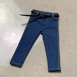 1/12 Scale Jeans Pants Model for 6" Figure (Deep Blue Jeans+Belt)