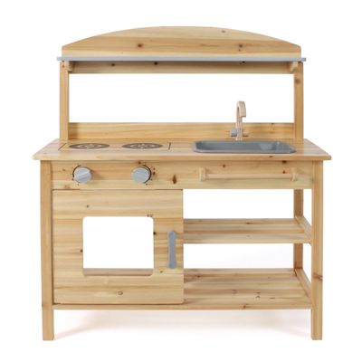 Bayer Chic 2000 Mud Kitchen, Untreated, Solid Wood, Outdoor Children's Kitchen, for Children from 3 Years