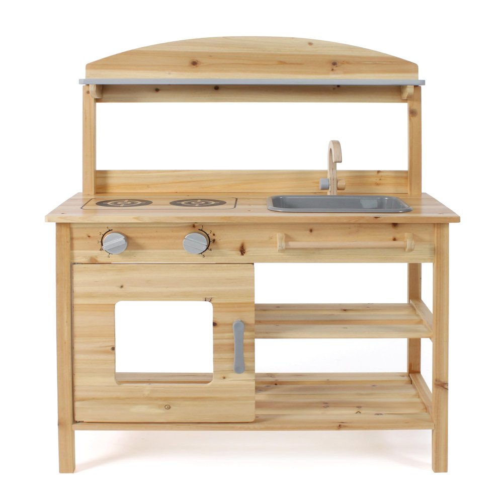 Bayer Chic 2000 Mud Kitchen, Untreated, Solid Wood, Outdoor Children's Kitchen, for Children from 3 Years