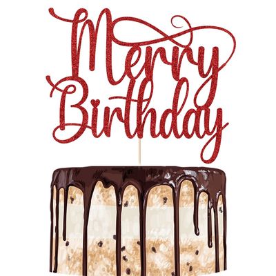Merry Christmas Birthday cake Toppers,Glitter Christmas Cake Decorations for Holiday Xmas Party, Ice Cream CelebrationsDecorations dishesCake Topper Picks
