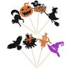 24 PCS Halloween Cupcake Toppers Glitter Ghost Boo Crow Wicth Cat Pumpkin Cupcake Picks for Halloween Theme Baby Shower Birthday Party Cake Decorations Supplies view 3