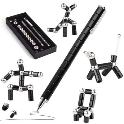 AYXXZJD Decompression Magnetic Metal Toy Pen,Multifunctional Deformable Capacities Touch Screen Ballpoint PenIntellectual Learning and Stress Reduction Gifts for Family or Friends.(Black)