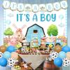 Farm Animal Baby Shower Decorations for Boy, It's A Boy Baby Shower Backdrop Banner Cow Print Balloon Farm Animal Cake Cupcake Toppers for Cowboy Theme Birthday Party view 2