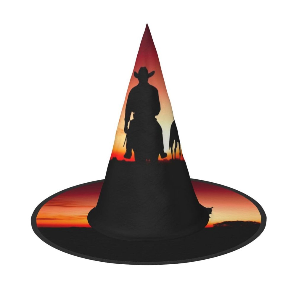 AoRom Texas Cowboy Printed Halloween Witch Hat,Witch Cap Costume Accessory For Halloween Christmas Party Decoration