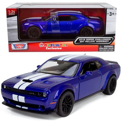 All Star Toys 2018 Challenger SRT Hellcat Widebody Indigo Blue with Racing Stripes 1/24 Diecast Model Car Motormax Exclusive 79350