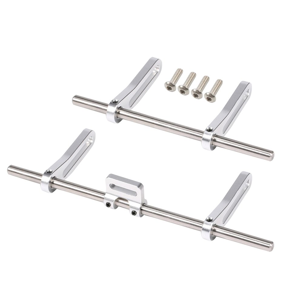 AMK Adjustable 1/10 Scale Bumper Mount Front Rear, Metal Bumper Set Complete for RC Crawler Body LCG Chassis Axial SCX10 II Element Enduro Gen7 Gen8 TRX6 TRX4 Upgrades (Silver)