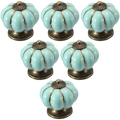 CETEOR Cylinder Lock,Door Lock, 6PCS Multicolor Candy Color Baby Kid's Children's Furniture Kitchen Cabinet,Vintage Ceramic Dresser Pumpkins. (Pink) (Color : Light Blue)