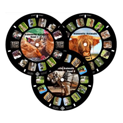 MayKo Farm Animal Reels for Viewfinder, Domestic Animals, Compatible with Viewmaster Classic Viewers. Set of 3 (Reels Only)