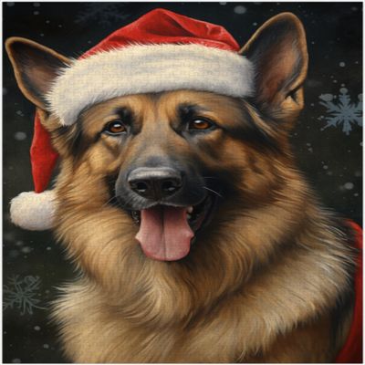 Santa German Shepherd Jigsaw Puzzle 300/500/1000 Piece, Pet Santa Costume Portrait for German Shepherd Owner (1000pc (5075cm))