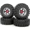 hobbysoul 4pcs 2.2 Mud Slingers Tires 124mm & 2.2 Beadlock Wheels Adjustable 4 Different Negative Offsets Rims 6 Spoke for RC Crawler Trail Gen8 Capra Wraith TRX4 view 1