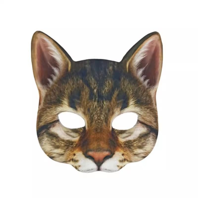 Hosfairy 1Pcs Halloween Half Face Cat Mask Animal Cat Mask for Halloween Christmas Easter Novelty Costume Party Accessory (Style I)