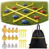 Giant Outdoor Tic Tac Toe Game 4ft x 4ft  Bean Bag Toss Set with 12 Award Medals, Stakes & Carry Bag  XL Lawn Yard Games for Kids Adults, Backyard Field Day Carnival & Family Party view 1