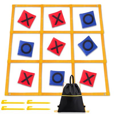 Gocasmus Tic Tac Toe Game - 4ft x 4ft Outdoor Yard Giant Tic Tac Toe for Backyard, Camping, Lawn, Portable No Assembly Outdoor Bean Bag Toss Game for Family and Kids