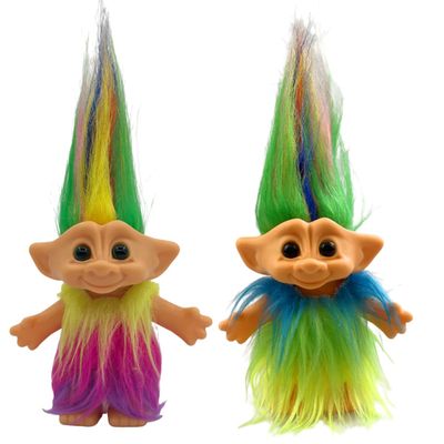 2Pack Retro Vintage Troll Dolls Set,Troll Doll Chromatic Adorable for Collections, School Project, Arts and Crafts, Party Favors (Style1-Yellow&Blue)