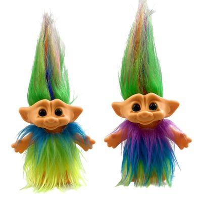2Pack Retro Vintage Troll Dolls Set,Troll Doll Chromatic Adorable for Collections, School Project, Arts and Crafts, Party Favors (Style3-Purple&Blue)