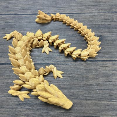 MunnyGrubbers - XL 26" Crystal Dragon Fidget Toy - Heavy Duty - 3D Printed Flexible Articulating Dragon Plastic Collectible Figurine - Surprise Egg Compatible - (Gold Dragon)