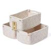 MiniArk Small Storage Baskets for Organizing | Closet Organizer Bins | Shelf Toy Basket | Woven Rope Baskets | Cube Decorative Box | Shallow Basket | 13x8.5x5.1 | 3 Packs Rainbow view 1